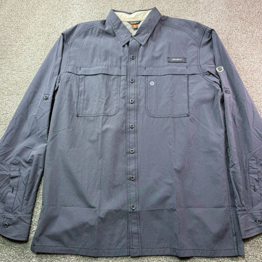 Eddie Bauer Shirt Mens Blue Tall XL Guide  Outdoor Button‎ Up Hiking Fishing TXL